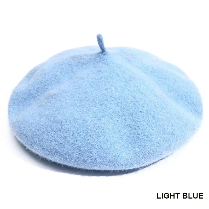 Women Girls Beret French Plain Wool Caps Warm Winter Beanie Hat Vintage Berets Solid Color Elegant Ladies Winter Hats Caps