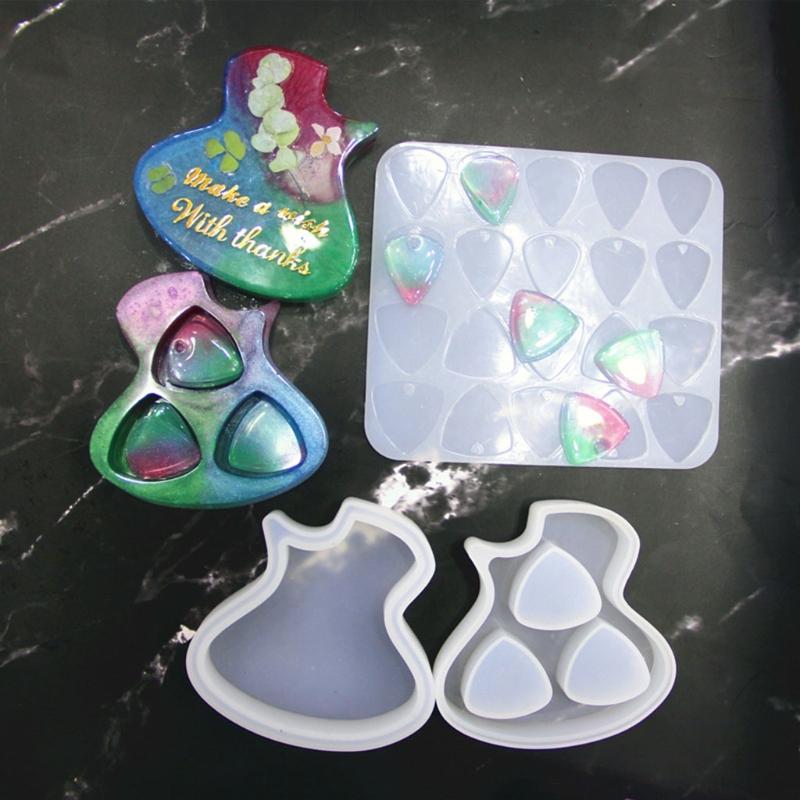 Gitarrenplektrum Harzform Geometrische Dreieckige Plektrumform Gitarrenplektrum Halter Box Silikonform für Epoxidguss DIY C