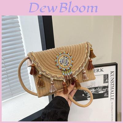 Straw Bag Small Crossbody With Tassels For Daily Casual Women
