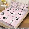 3pcs Cartoon Panda Pink Printed Coreless Bed Sheet Set, Multi Size Comfortable Bed Cover, Bedroom Bedding Decoration