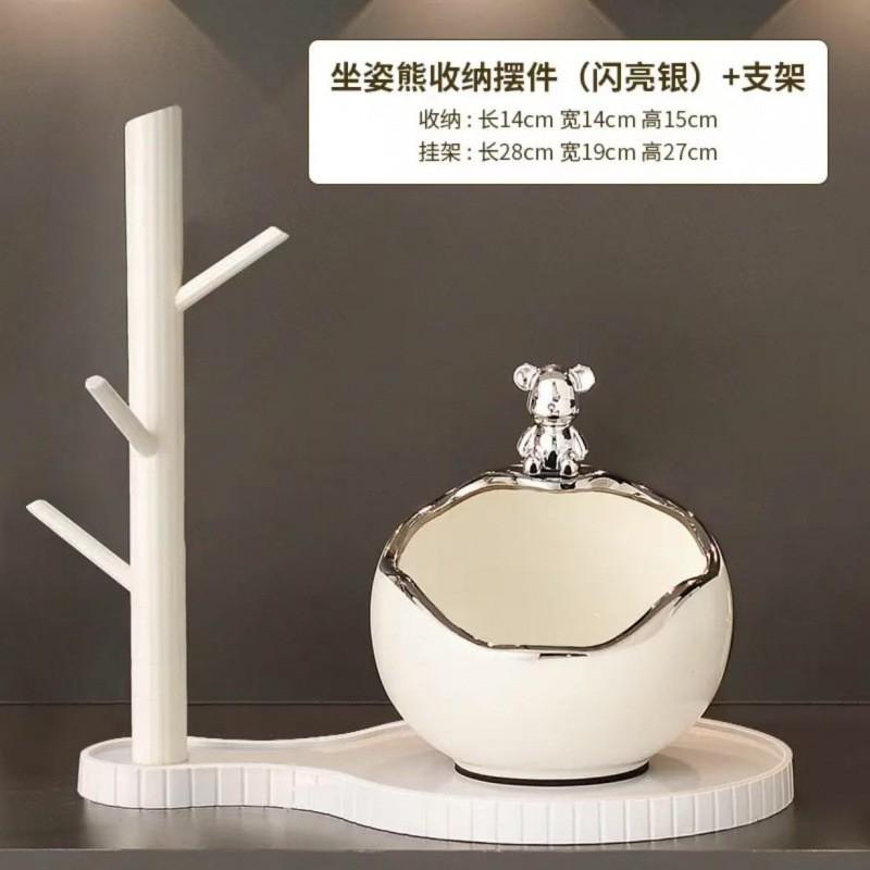 Ceramic Bear Decorative Organizer Entryway Shelf Key Holder Nordic Style Home Decor