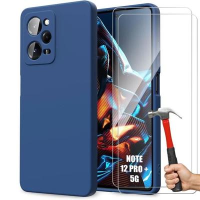 Case - Cover - Xiaomi Redmi Note 12 Pro Plus 5G - 2 Tempered Glasses - Soft TPU - Navy Blue