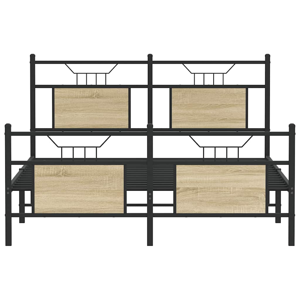 Bed Frame without Mattress Sonoma Oak Finish 140 x 190 cm Engineered Wood