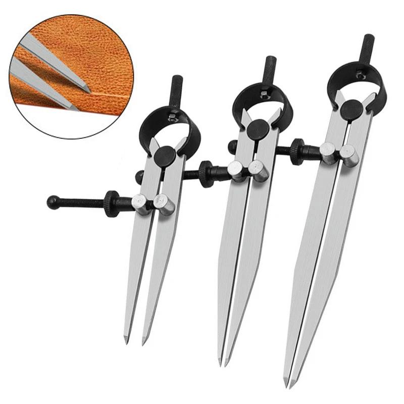 

1PC Carbon Steel Scriber Divider Wheel Compass Leather Stitch Hole Distance Measure Compass Leather Divider Tool