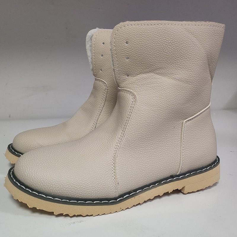 Womens Winter Warm Faux Suede Round Toe Flat Snow Boots With Side Zipper Fleece Lining