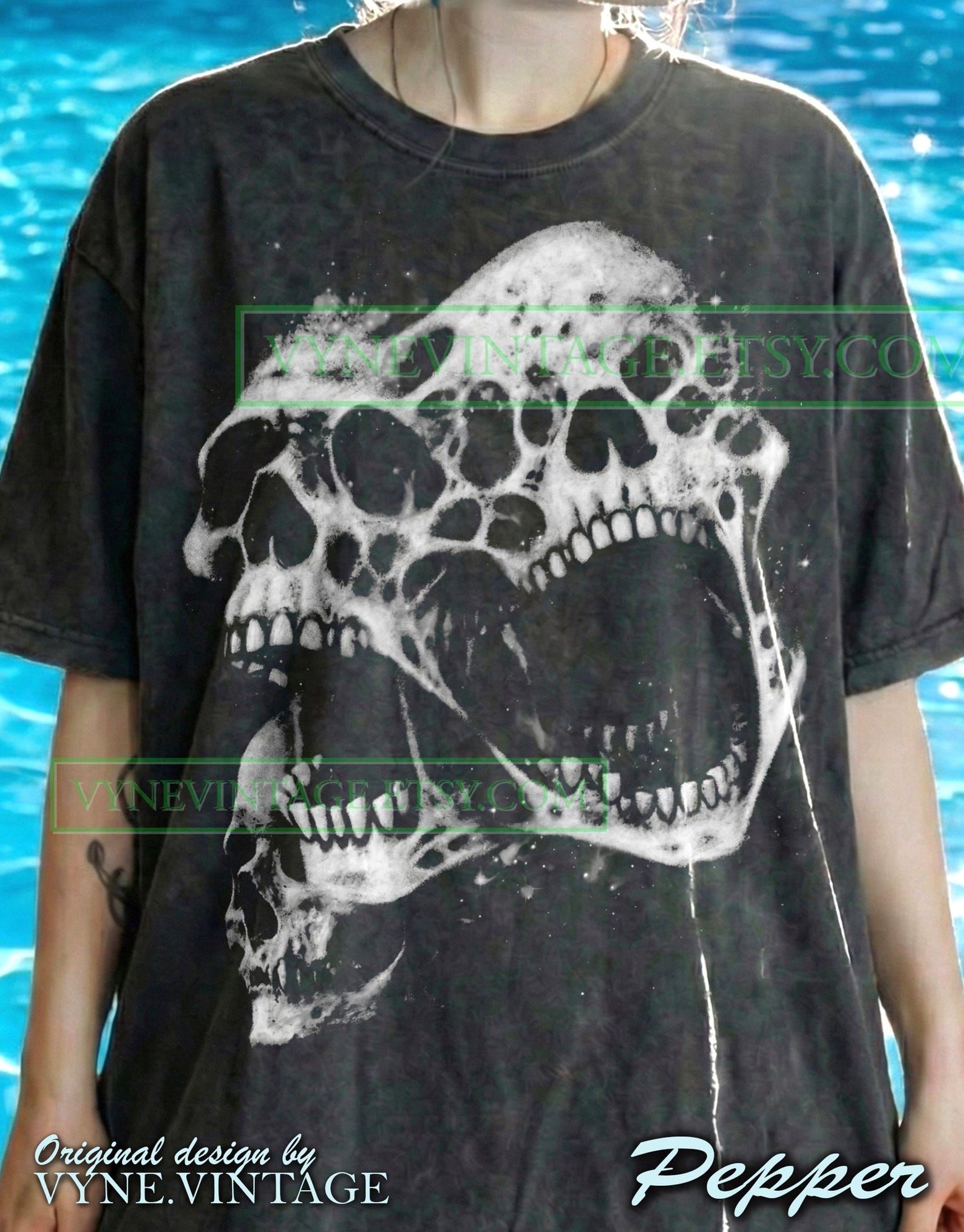 Skull Skeleton Gothic Comfort Colors® Tshirt, Dark Art Tees, Horror Screaming Faces Sweater, Vintage Style Tanktop, Macabre Graphic 2XL