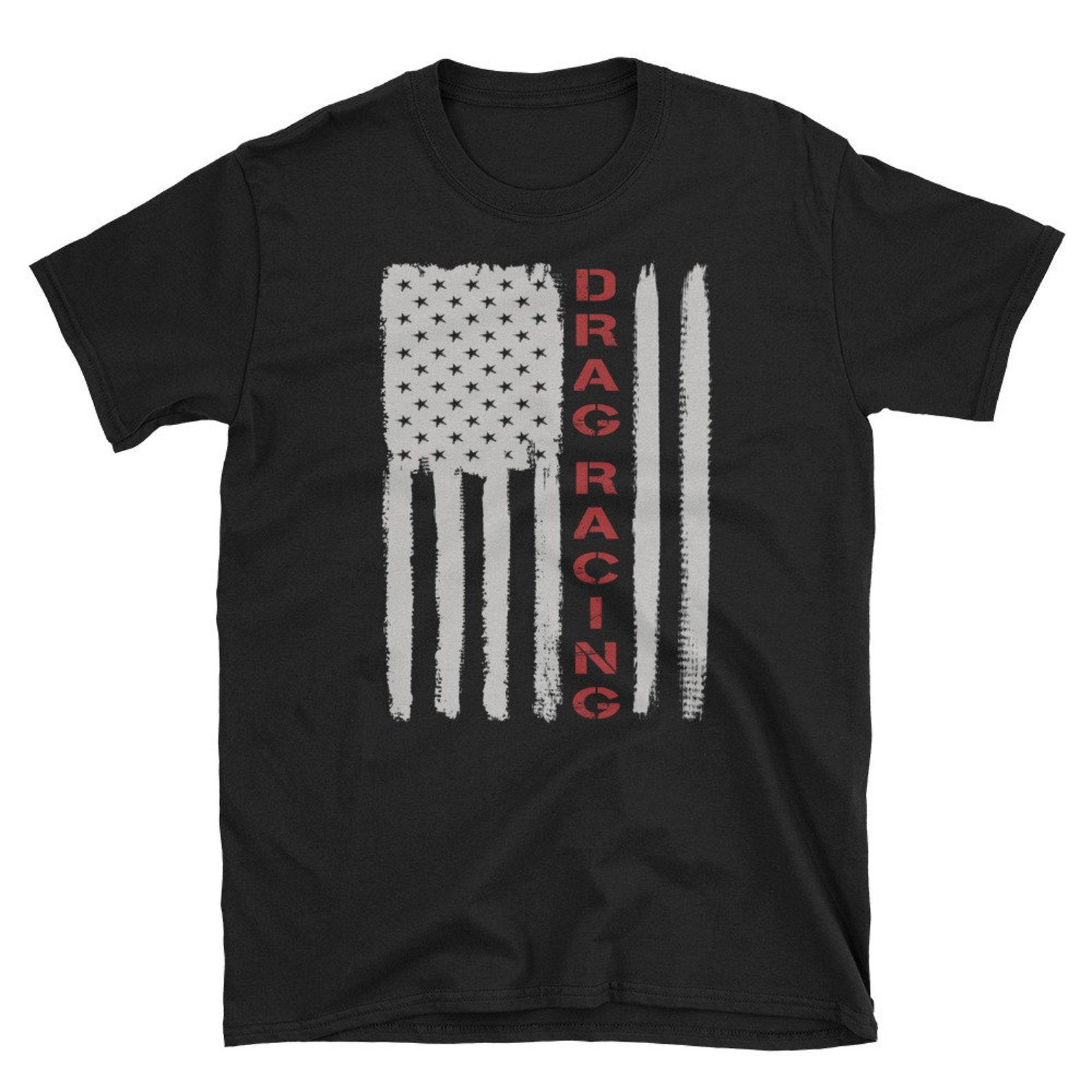 American Flag Drag Racing Shirt Patriotic Car Lover Mechanic Gift Car Collector Shirt S