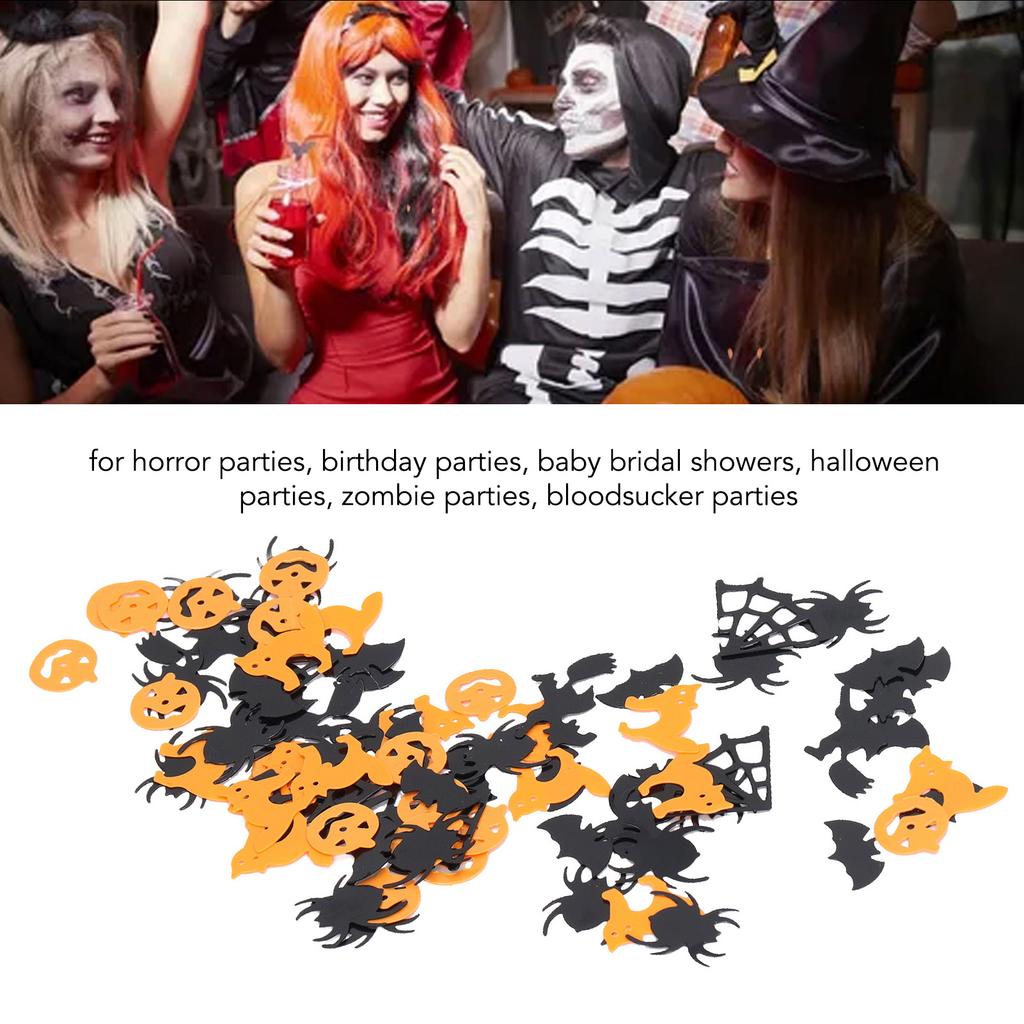 200g Halloween Confetti Halloween Party Table Scatter Confetti Pumpkin Spider Webs Foil Metallic Sequins Confetti Decor
