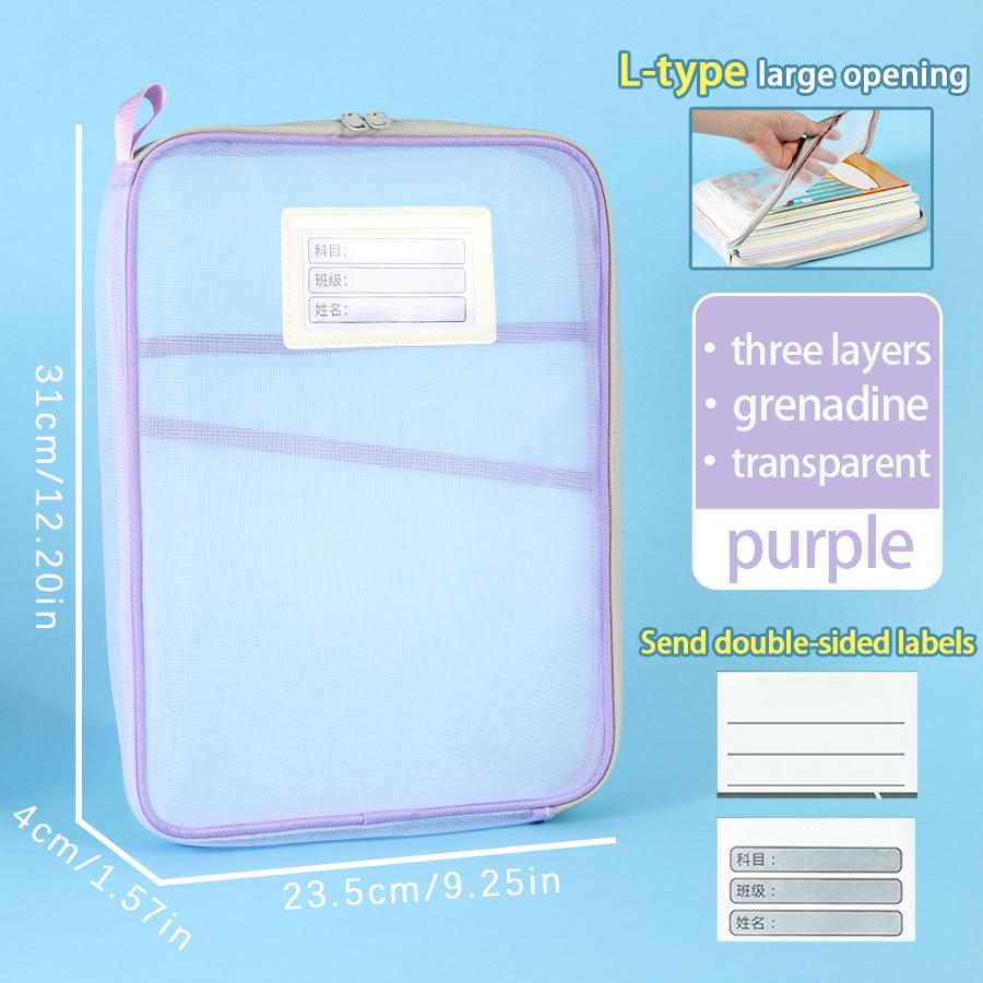 Aktentasche aus Netzstoff mit Reißverschluss für Schülerprüfungen, Schreibwarenhalter, Aufbewahrungstasche, durchscheinender Reißverschluss, Bleistifttasche, Büro-/Schulbedarf