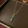 Emerald Japanese-Korean Retro Bamboo Titanium Steel Clavicle Necklace for Women