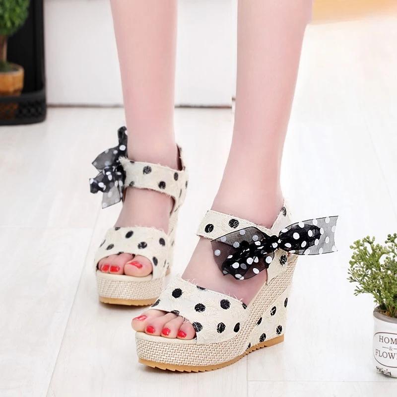 Fashion Wedges Heel Mesh Footwear Wholesale New Breathable Fashion Sandals for Women Vintage Summer Sale Asian Size Original Woman Shoes