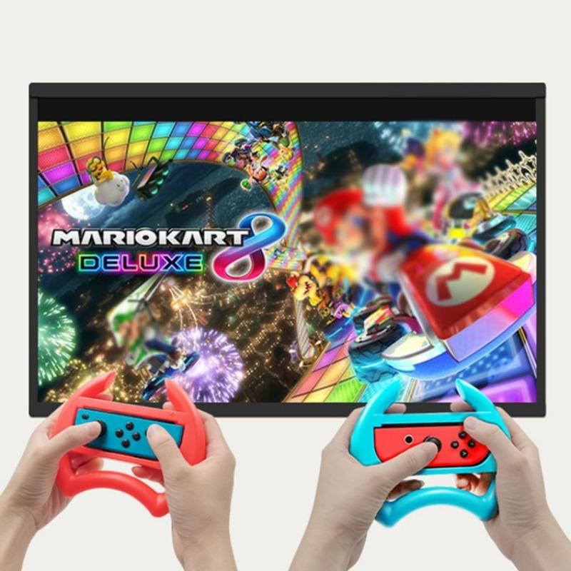 2Pcs Game Steering Wheels Comfortable Grip Plug Play Accurate Fit Realistic Gaming Experience Double Against Gamepad Steering Wheels for Switch OLED