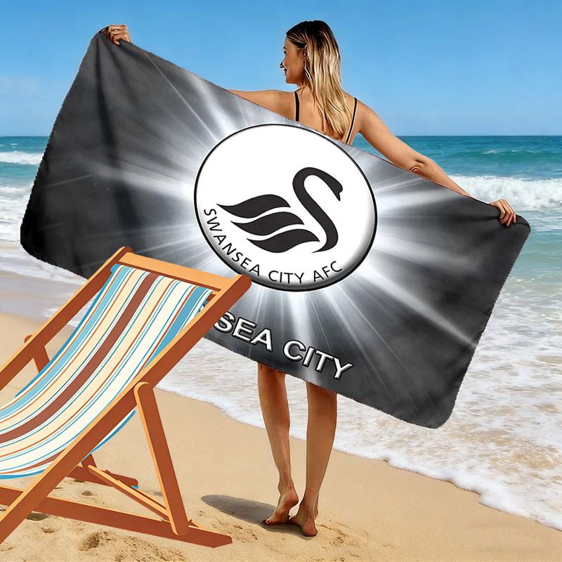 Swansea AFC Print Beach Towel, Large Soft Quick Dry Towel for Beach Camping Swimming