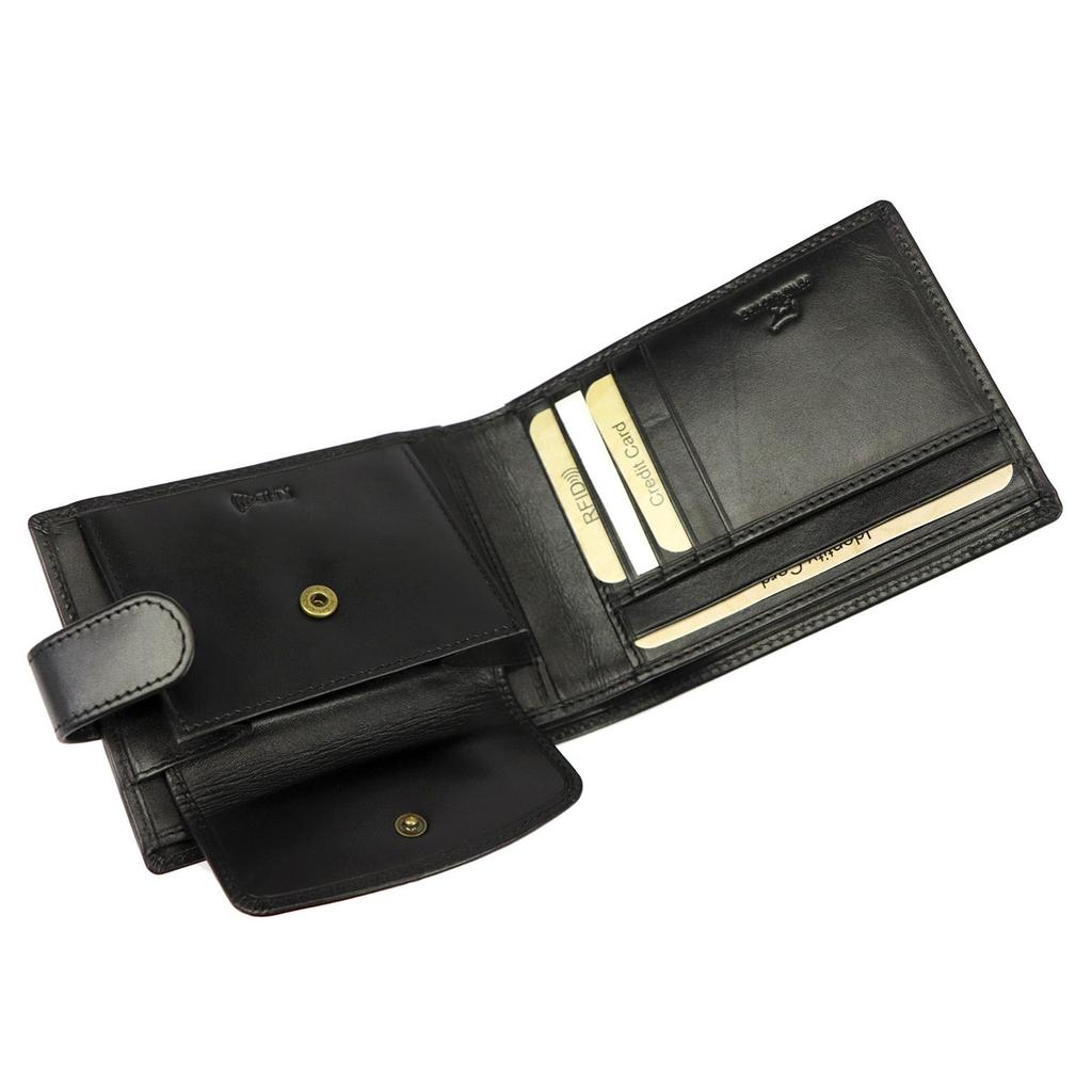 Poziomy Skórzany Męski Portfel EL FORREST Z RFID