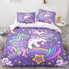 Cartoon Unicorn Duvet Cover King Queen Lovely White Mythical Animal Bedding Set Kids Girl Colorful Rainbow Polyester Quilt Cover Tool