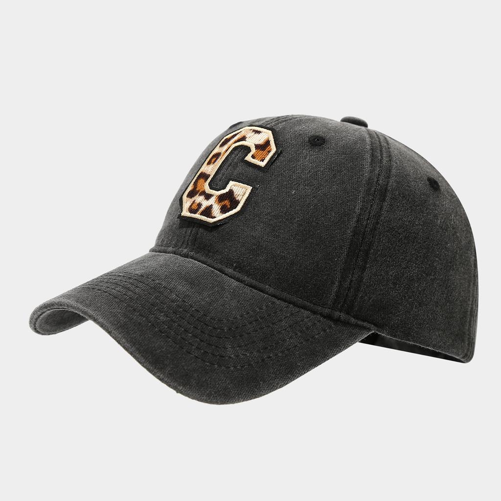 Vintage Leopard Heart Embroidered Cotton Baseball Cap For Women