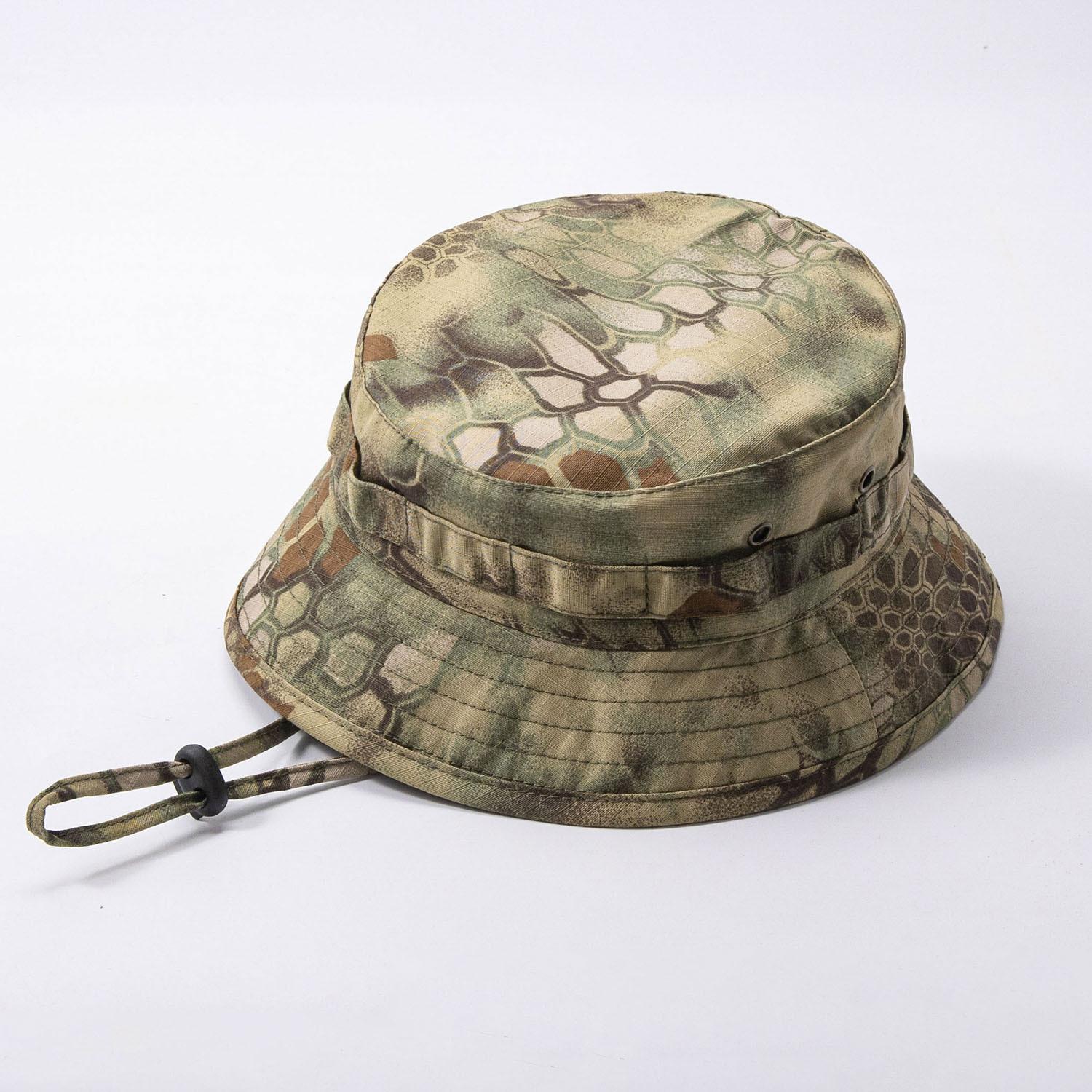 1 Stuk Tactische Camouflage Boonie Bucket Hoeden Voor Mannen, Outdoor Camouflage Vissersmuts Training Reis Winddicht Jacht Wandelen Pet Adjustable beige