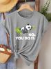 Ladies Summer Clothing Lazy Panda No You Do It Fun Printed Round Neck Tshirt Fashionable Vacation Daily Fashion Retro Top