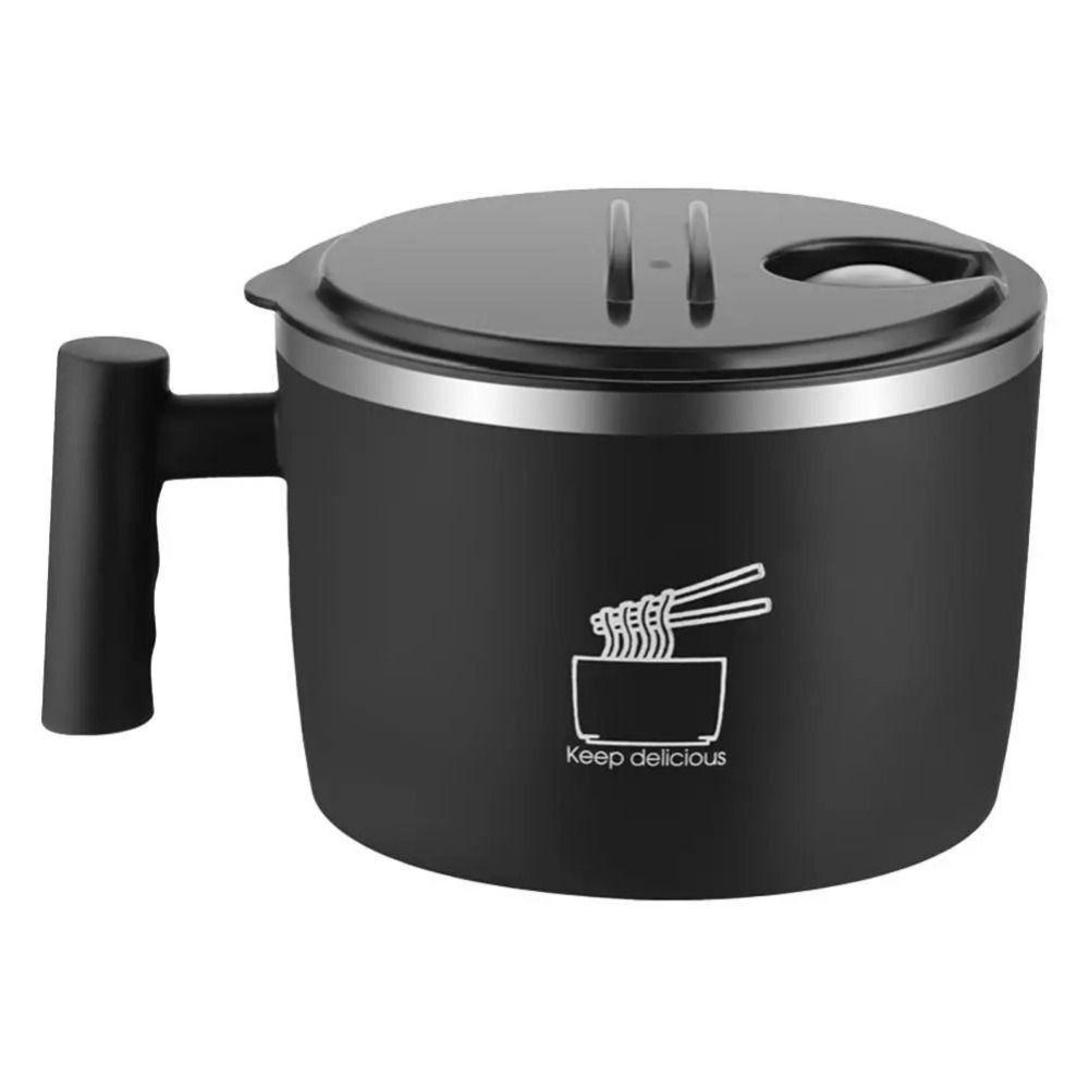 

Stainless Steel Ramen Bowl Leakproof Instant Noodle Bowl Portable Bento Box 1000ML чёрный