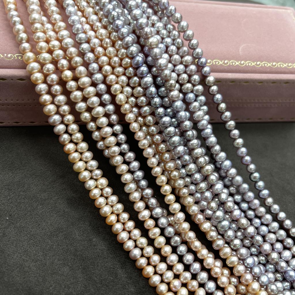 1String, Natural Freshwater Pearls, 4-5mm, Handmade Near Round Pearl Beads for Jewelry Making DIY, Cheapest Items Available 36cm