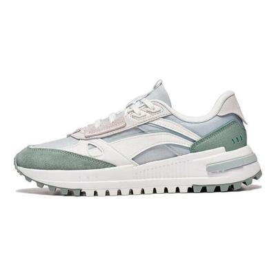 Li Ning Cheng Feng 2.0 Fabric Synthetic Leather Non-Slip Wear-Resistant Low-Top Sports Casual Shoes Women Sneakers White Green AGCT156-2