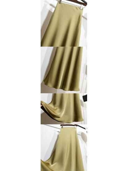 High-Waisted Slimming Satin Bodycon Mermaid Midi Skirt 2025 Spring/Summer Collection