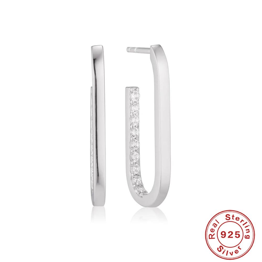 S925 Sterling Silver Simple Fashion Atmosphere U-Shaped Diamond-Set Geometric Earrings Earrings Earrings Earrings Earrings