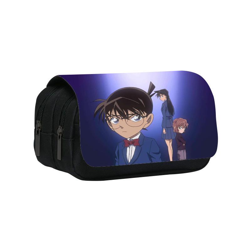 Detective Conan Double Layer Pencil Case Large Capacity Storage Organizer For Students