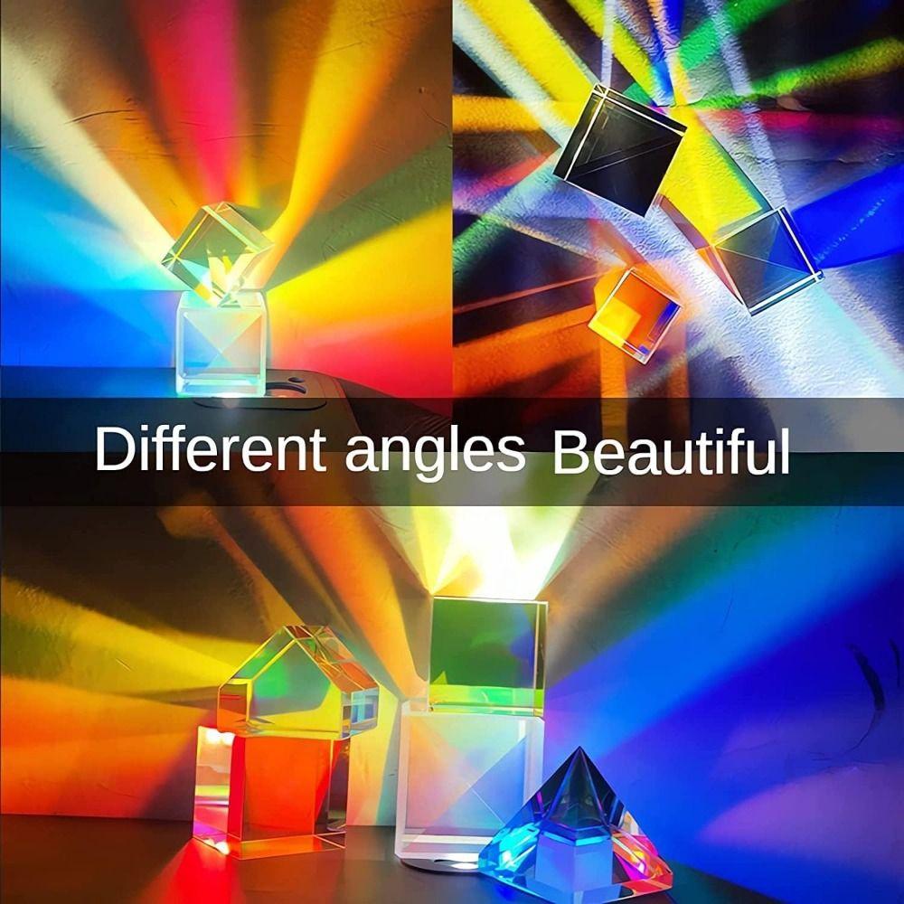 Funny Colorful Glass Cube Prism Clear Crystal Optical Dispersion Prism Science Learning Toys