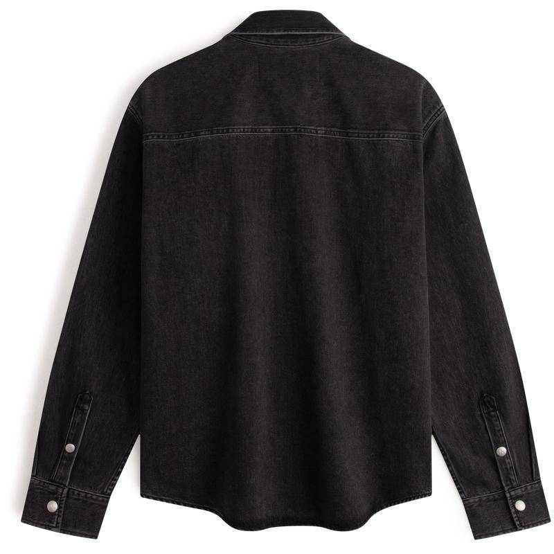 Calvin Klein Casual Fabric Label Patch Pocket Solid Color Single-Breasted Long Sleeve Shirt Men shirts Black J325544