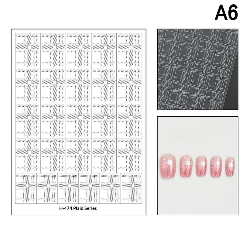 

French Stripe Rhombus Hollow Out Nail Art Stickers Template Stamp Manicure Decals Nail Charm Decoration DIY
