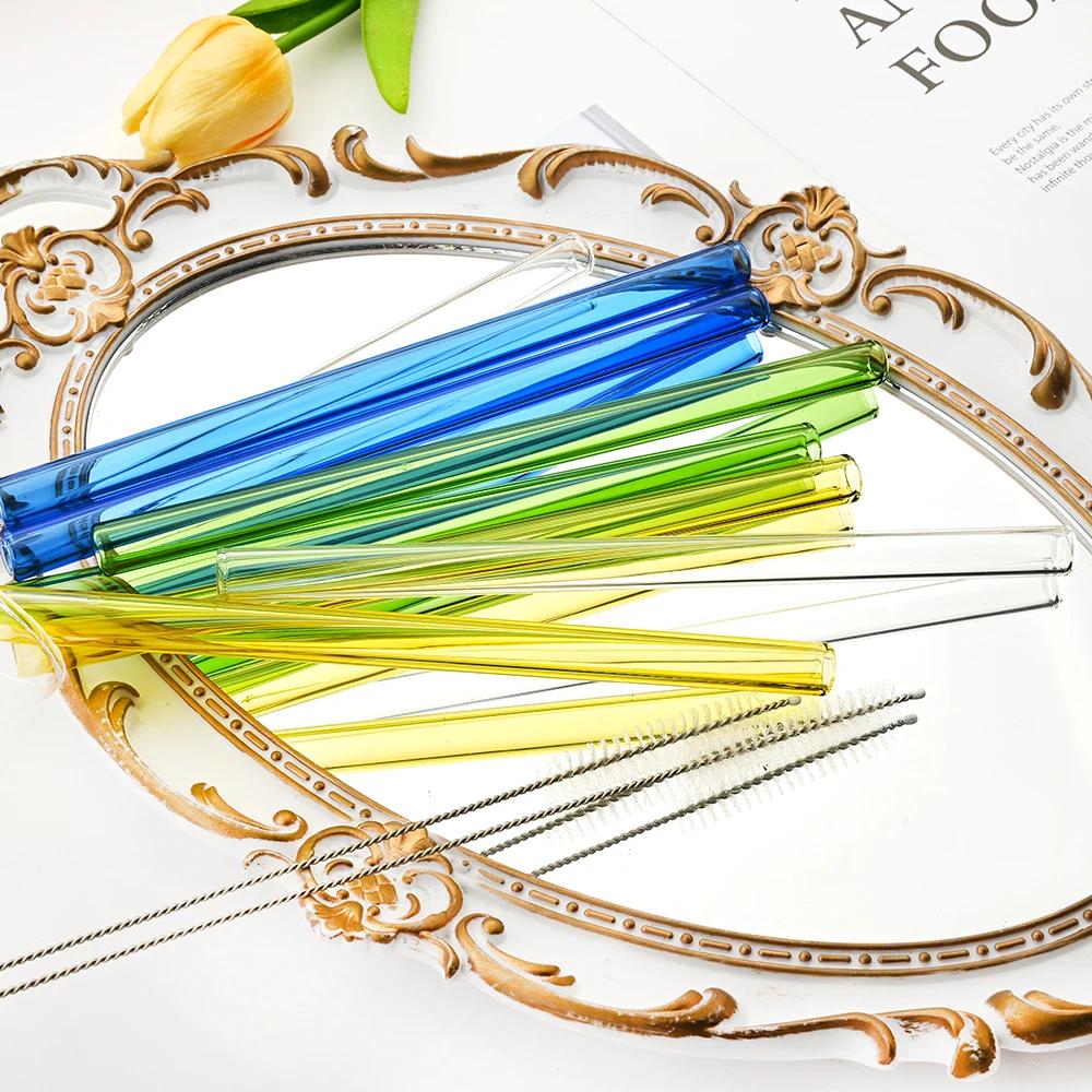 10Pcs Reusable Drinking Straw Glass Straws Eco-friendly High Borosilicate Glass Straw Tube Party Bar Drinkware Bar Accessories