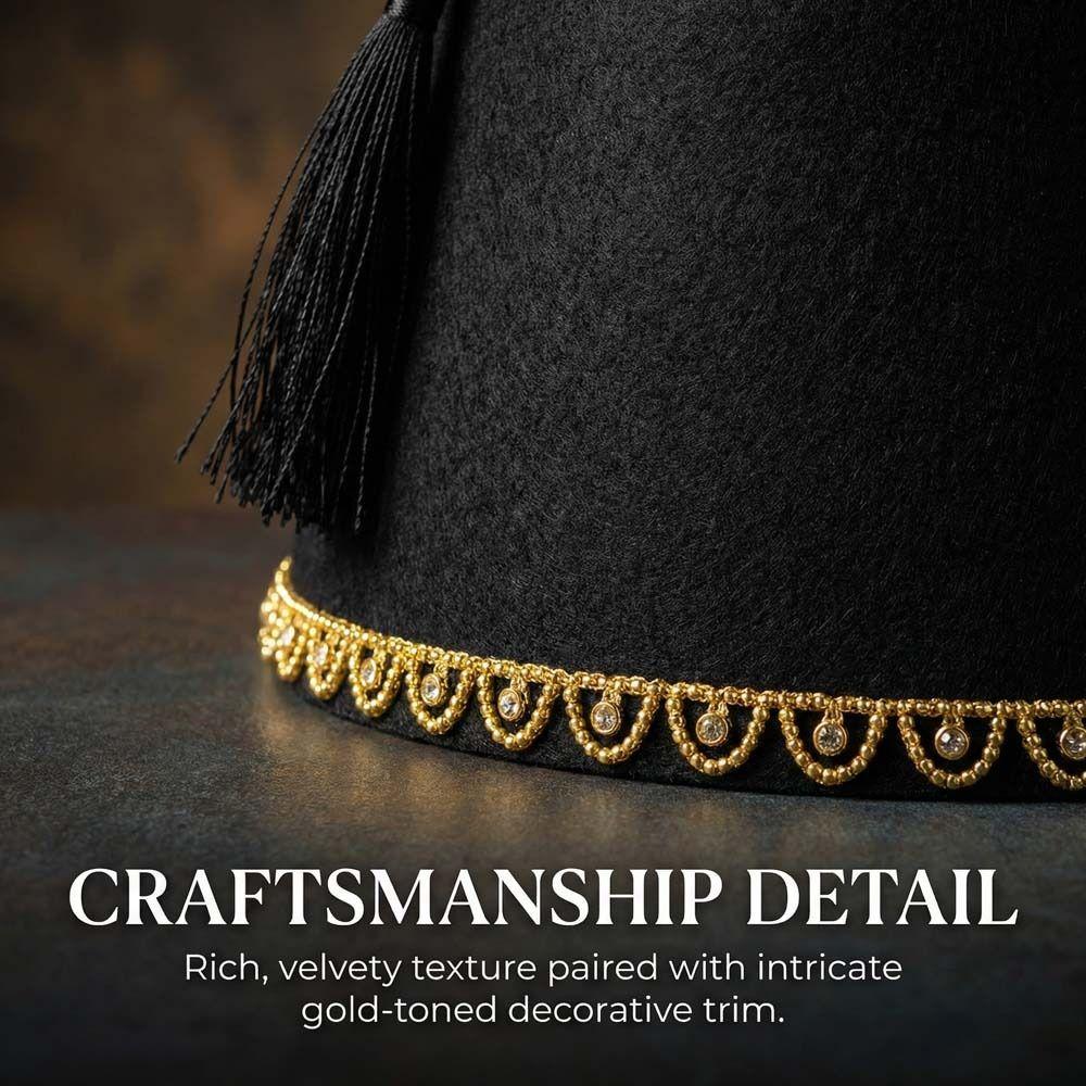 Universal Round Felt Fez Cap Breathable Red Color Tarboosh Fez Hat Cosplay Moroccan Hat Turkish Tassels Cap Role Play Headwear