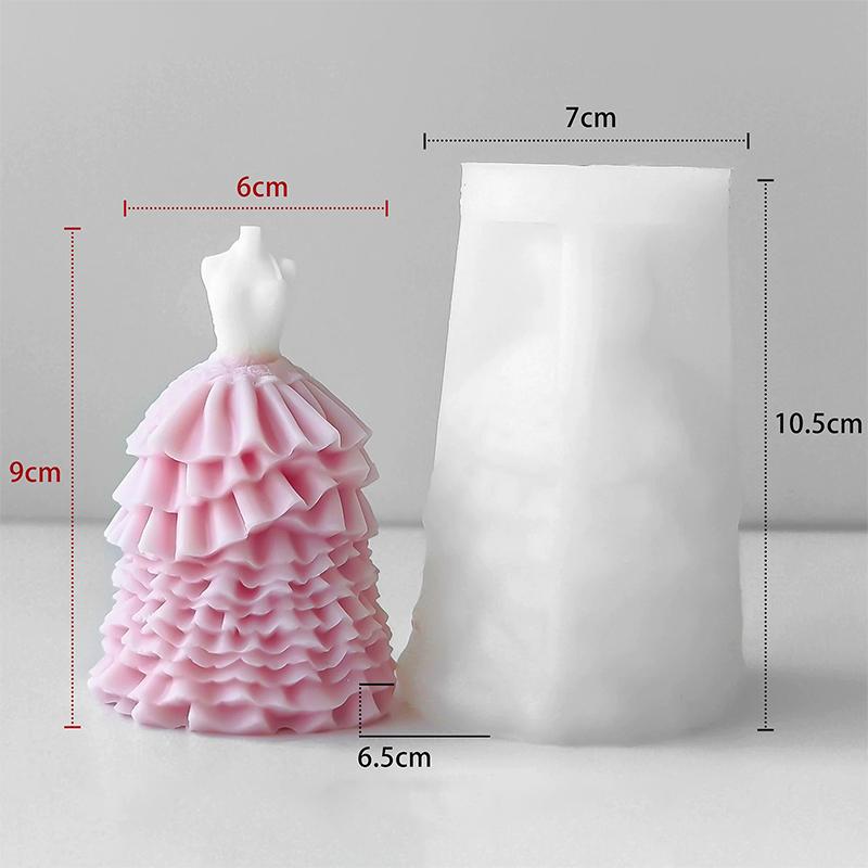 Gör-det-själv Bröllopsklänning Silikonform Handgjord Aromljus Gipsdekorationer Formar Dam Festklänning Bröllopsdekor Form