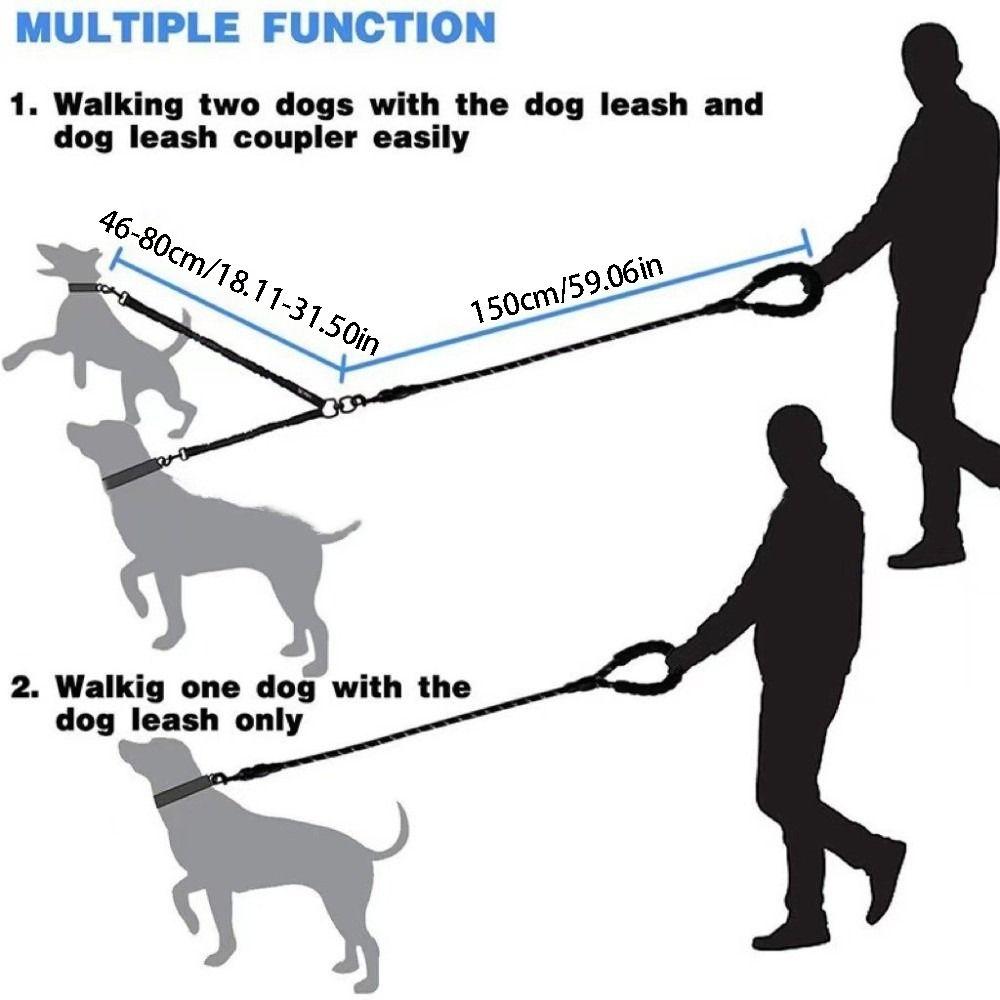 Stretchable Double Head Dog Rope Nylon Elastic Traction Rope Double Headed Leash  Small Dogs