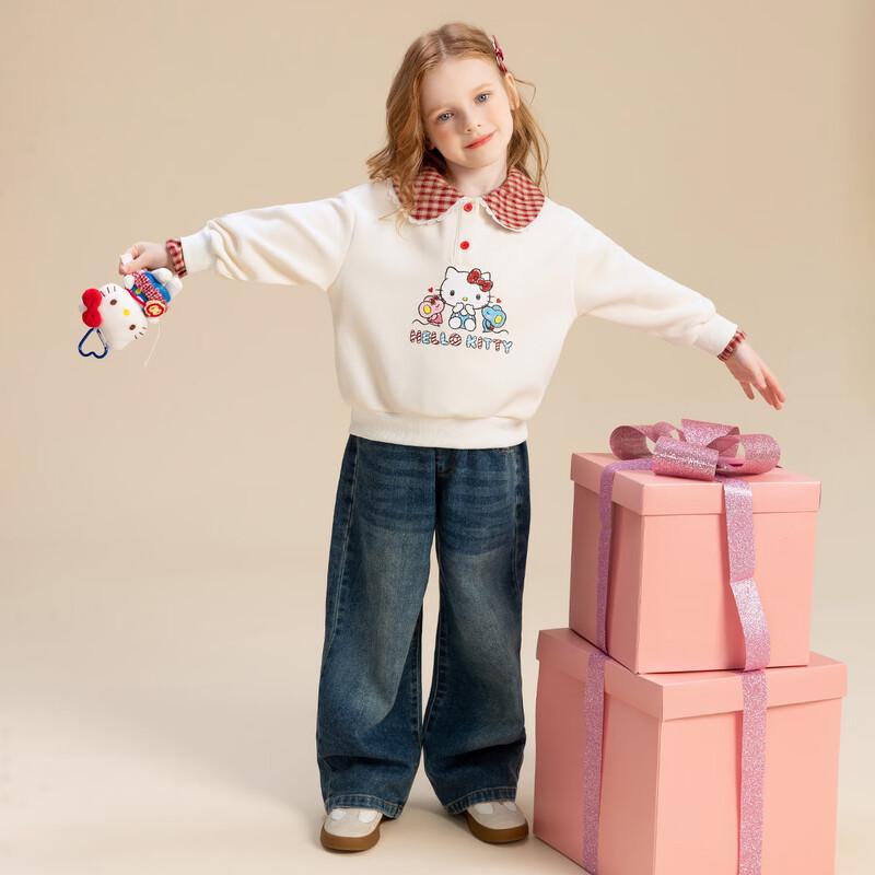 Hello Kitty Girls' Plaid Lapel Sweatshirt