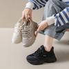 Black sneakers spring casual soft-soled platform running dad shoes