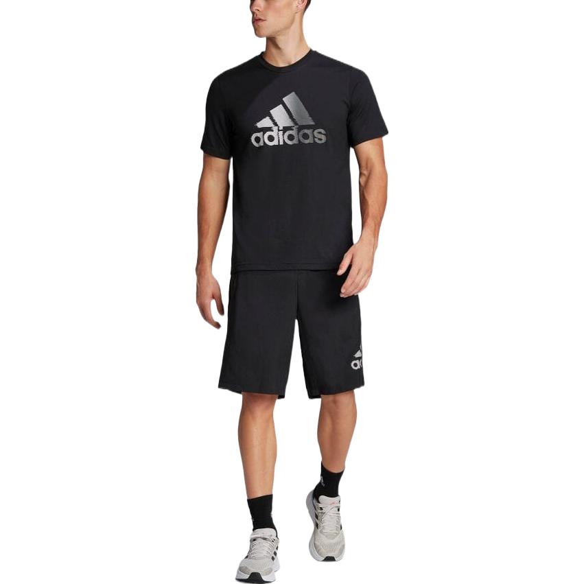 Adidas Big Logo Round Neck Casual Sports Short Sleeve Quick Dry Breathable T-Shirt Men T-Shirts Black HF7212