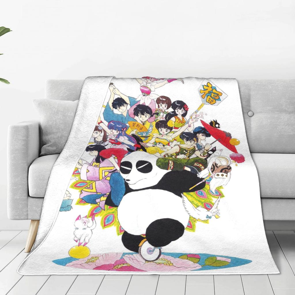 Ranma And Akane Tendo Blankets Fleece Spring/Autumn  Breathable Lightweight Throw Blanket for Bedding Couch Rug Piece,