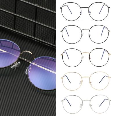 Round Vintage Ultra Light Frame Anti-Blue Light Eyeglasses Eyeglasses Protection Metal Glasses