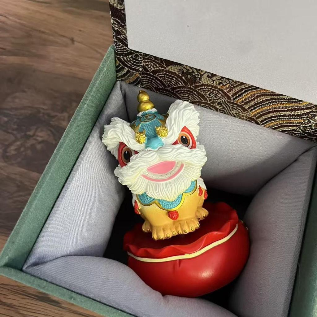 National Trend Lion Dance Ornament - Cute Car & Desktop Decoration, Tea Table Spinner Gift