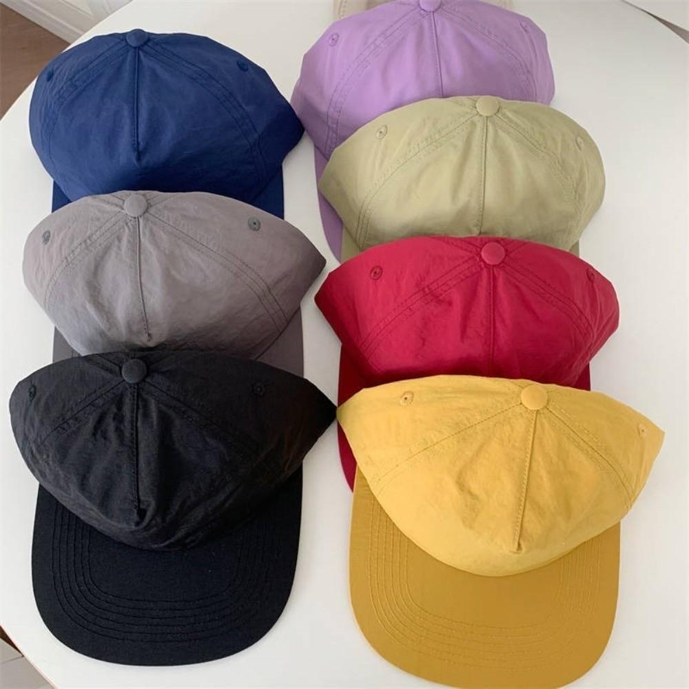 Solid Color 5 Panel Peaked Hat Quick Drying Snapback Cap Sun Protection Hat  for Men and Women