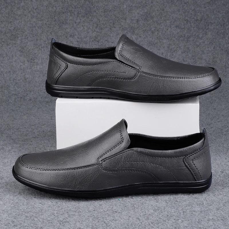 Fashion New Men's Shoes Handmade Men Casual Leather Loafers For Man Versatile Mocasine Slip-On Flats Design Man Driving Shoes Boat Shoes