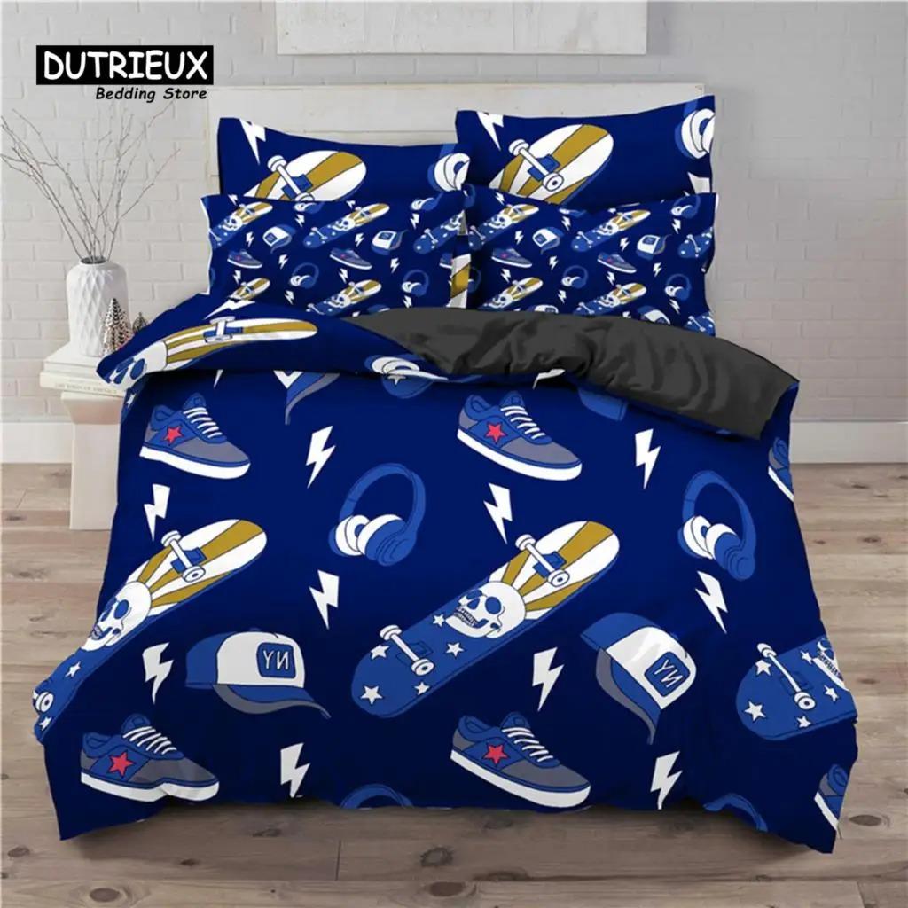 

Luxury 3D Skateboard Print Home Living Comfortable Duvet Cover Pillowcase Kid Bedding Set Queen and King EUUSAUUK Size EU Single 135x200cm