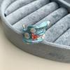 Open Ring Enamel Flower Ring Daisy Irregular Enamel Ring Personality Heart Ring  Gift