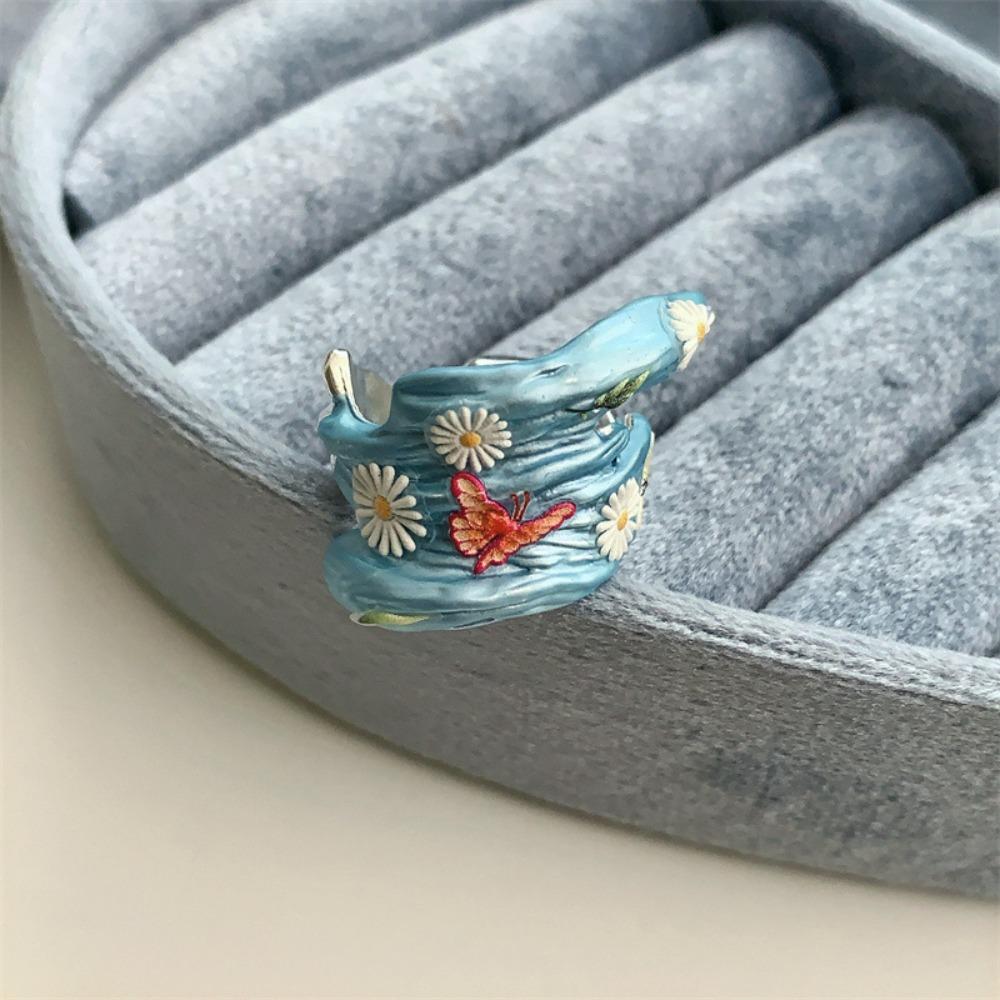 Open Ring Enamel Flower Ring Daisy Irregular Enamel Ring Personality Heart Ring  Gift
