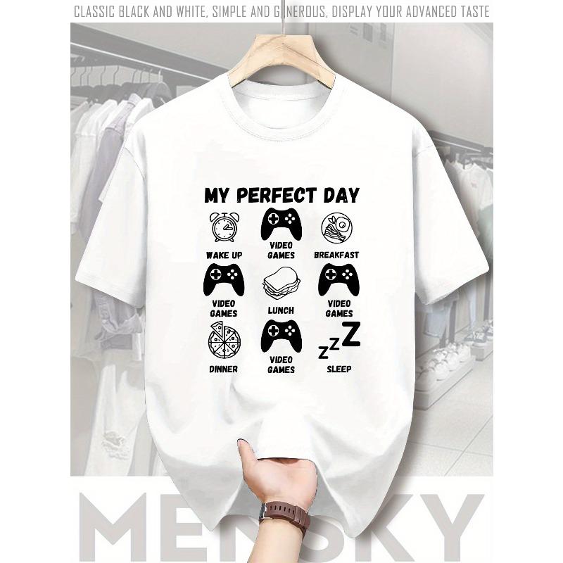 

European sizes En S Summer Lightweight Casual Gamer S Ideal Day Graphic T-Shirt - Relaxed Stylish Short Sleeves 4XL білий