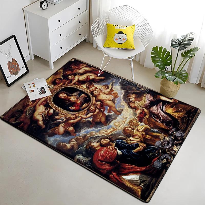 Jesus Virgin Maria Believer Pray Mat Believer Carpet for Living Room Rugs Bedroom Decorative Mat Anti-Slip Yoga Mats Area Rug