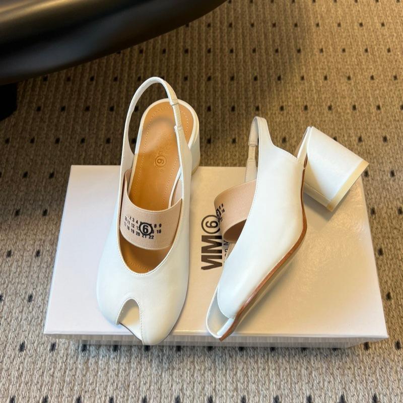 MM6 Samt Riemen Flache Sandalen - Frühling/Sommer '26 - Apfel Zehenpartie, Elastisches Band, Vielseitiges High Heel Design