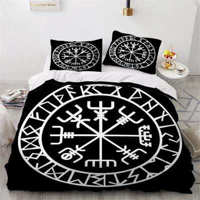 Viking Duvet Cover Set Nordic Viking Runes Print Bedding Set for Kids Teen Men King Size 2/3pcs Soft Polyester Comforter Cover